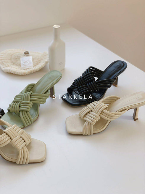 Cross Braided Slip On Heel